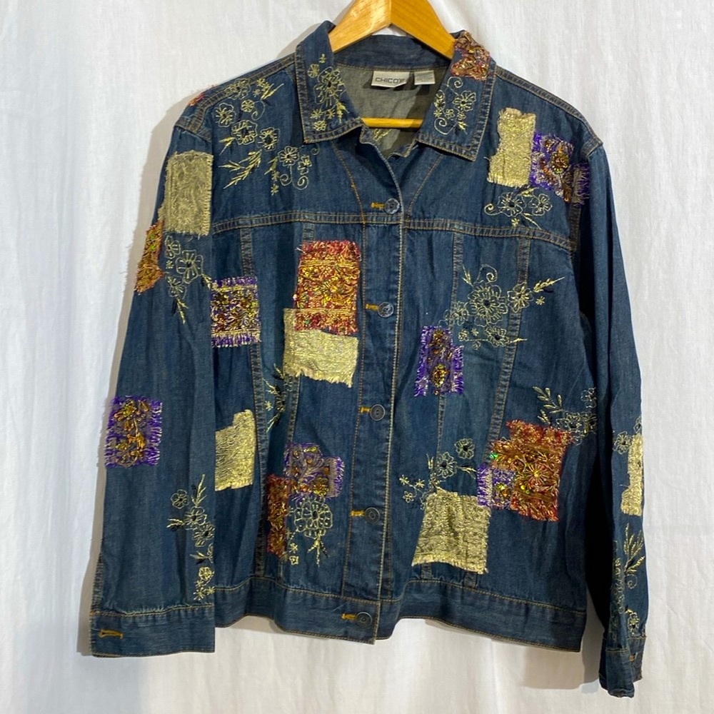 Chico’s Vintage Patchwork With Beads & Embroidere… - image 1
